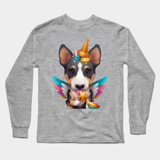 Tricolor English Bull Terrier Ice Cream Unicorn Long Sleeve T-Shirt